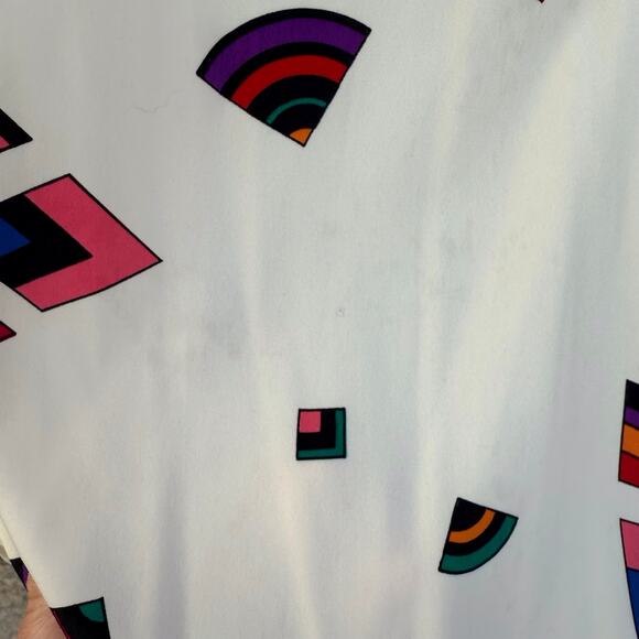Vintage 80s geometric long sleeve blouse size large - Picture 3 of 7